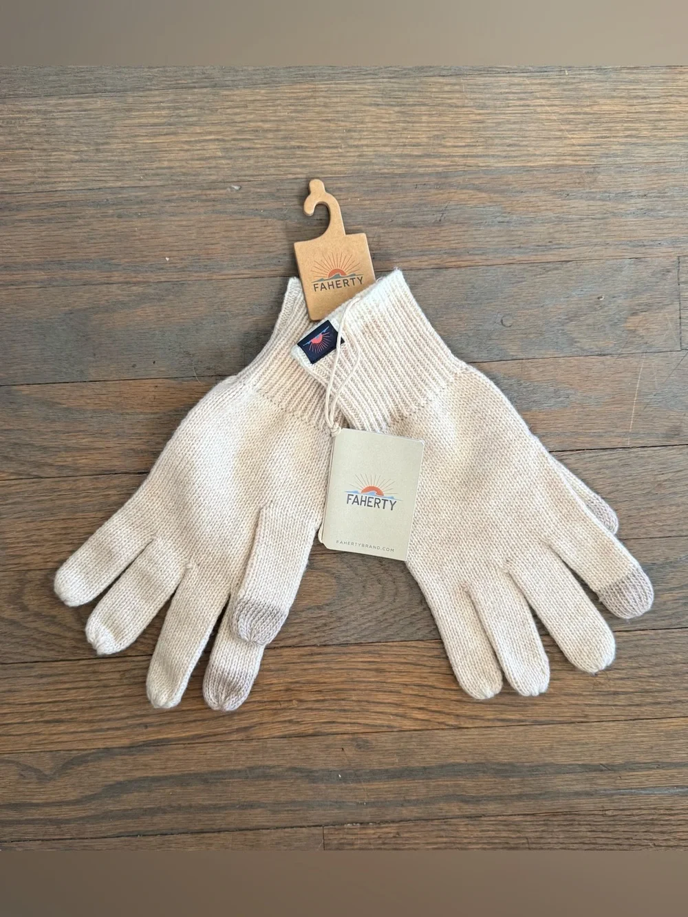 Faherty Kids Neutral Cream Knit Touchscreen Gloves